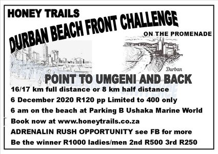 Flyer for Durban Beach Front Challenge on 6 December 2020.