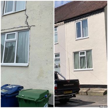 Render repair, seal and paint with masonry paint