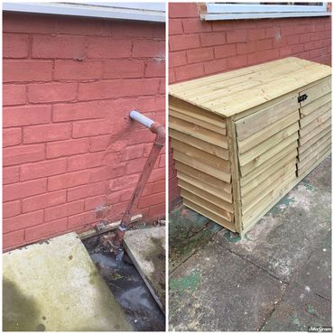Box built to cover pipes and drain