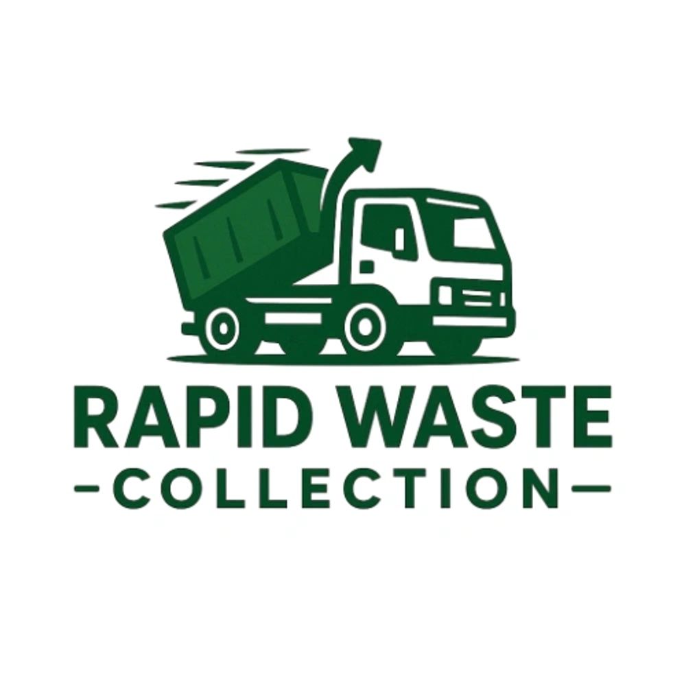 Logo of Rapid Waste Collection with a fast-moving waste truck illustration.