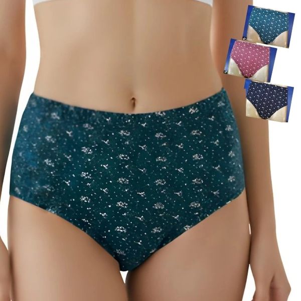 High-waisted floral print women's underwear in multiple colors.