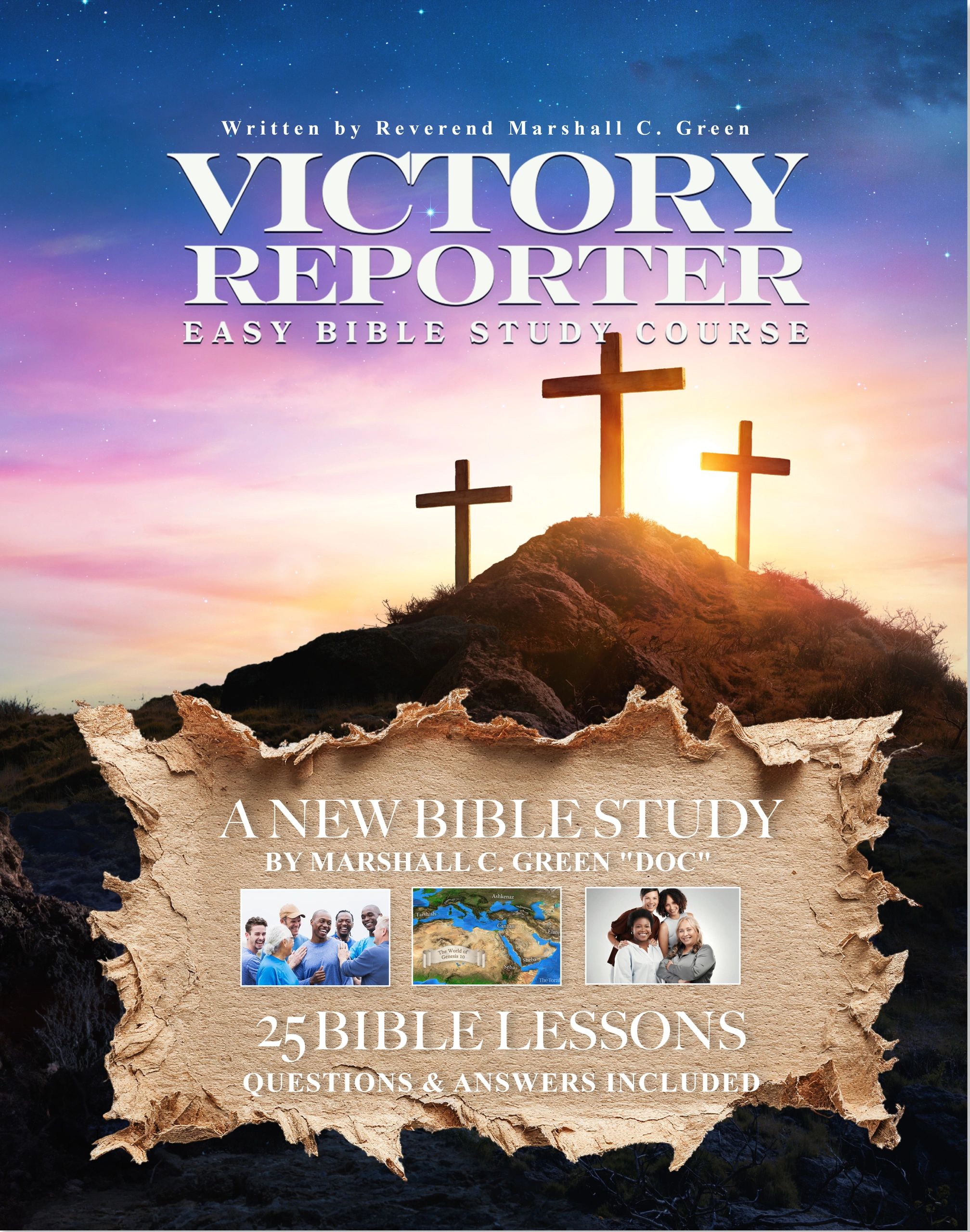 BOOK COVER FOR VICTORY REPORTER NEW BIBLE STUDY GUIDE. 25 LESSONS  THROUGH THE BIBLE.