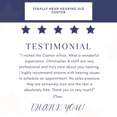 Customer 5-star review for Finally Hear hearing aid services. 