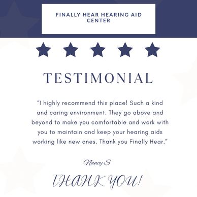 Customer 5-star review for Finally Hear hearing aid services. 
