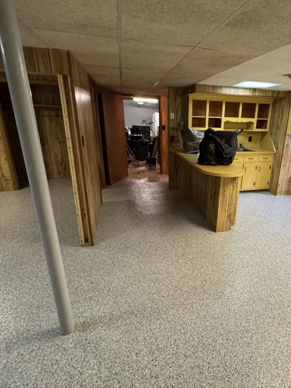 Same floor after red, black and gray metallic epoxy finish