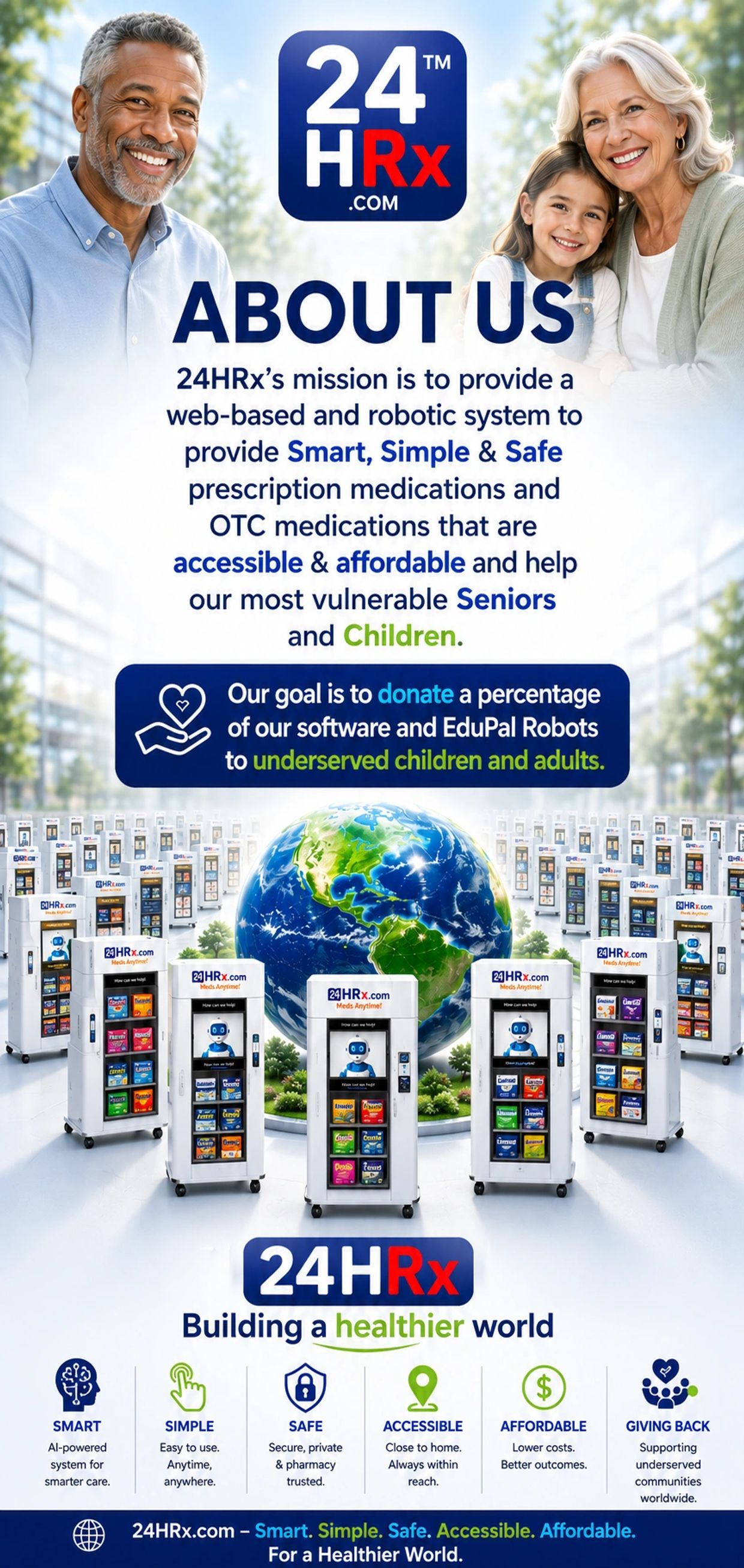 24HRx offers smart, simple, and safe robotic prescription services for seniors and children.