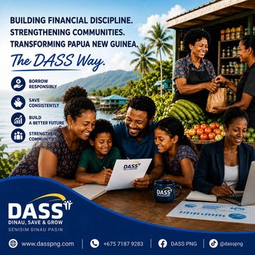 Community members engaging with DASS financial services in Papua New Guinea.