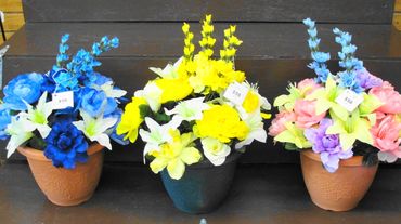 10" Pots with Grape Design with Peonies, Dahlias, Delphinium and Lilies
