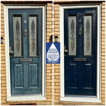 Faded front door being tested with our nanotech protection coating
