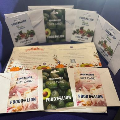 AWF supported 9 families for Thanksgiving with Grocery gift cards. 