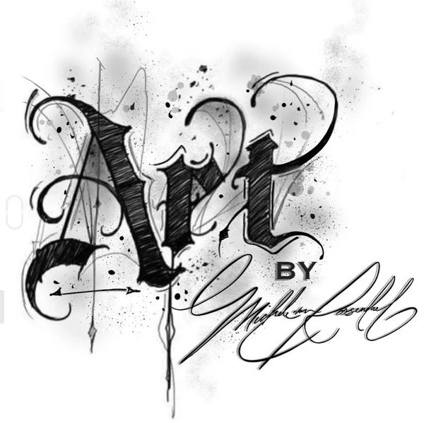 Artistic graffiti-style lettering with the word 'Art' and a signature.