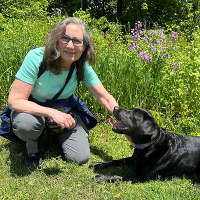 Nancy with Labrador Retriever "Myrna"