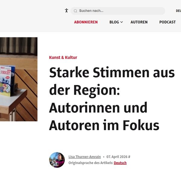 German article highlighting regional authors and strong voices in art and culture.