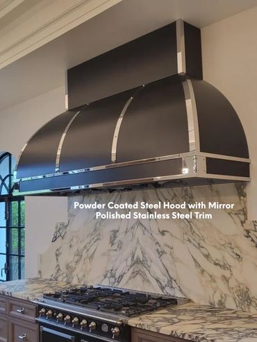 Powder Coated Steel Hood with Mirror Polished Stainless Steel Trim