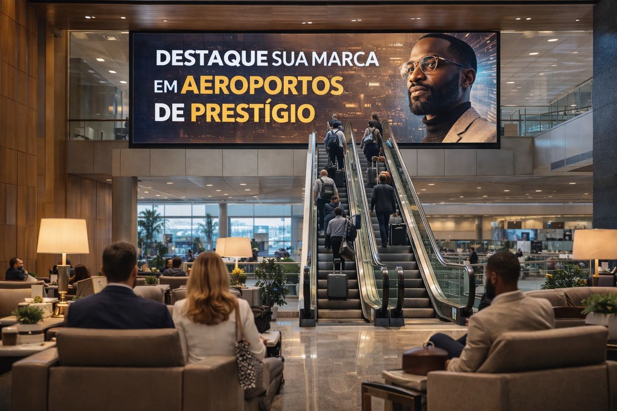 Painéis de LED DOOH no Aeroporto de Congonhas com inventário de mídia OOH para agências e planners
