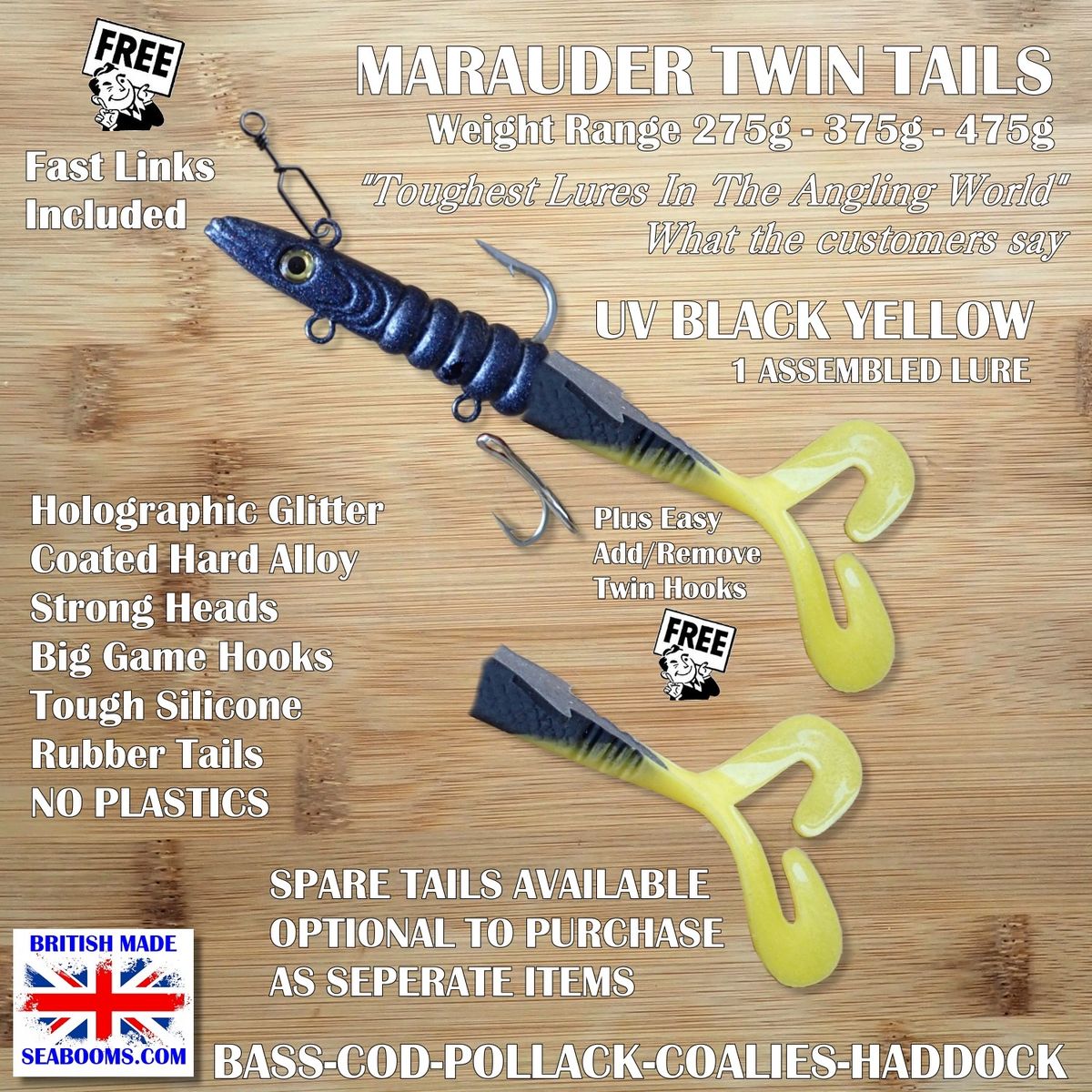 MARAUDER TWIN TAILS HEAVY DUTY LURES FOR THE BIGGER FISH