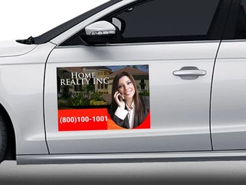 Car door advertisement for Home Realty Inc.