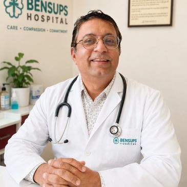Dr. S. Jain, experienced General Surgeon at NABH-accredited BENSUPS Hospital in Sector 12, Dwarka DL