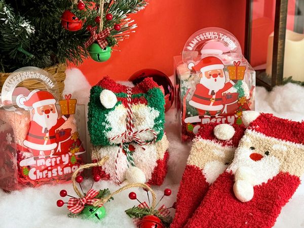 christmas socks gift box, kids goodie bag, plush socks, holiday presents, christmas gift ideas