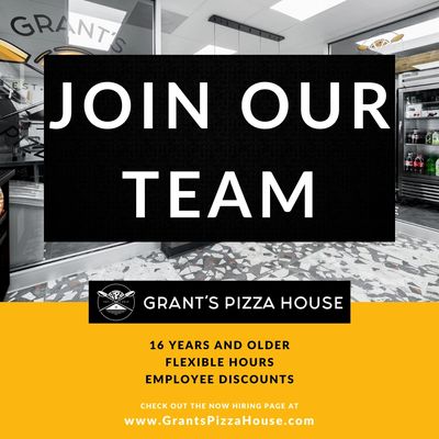 Join Grant's Pizza House team with flexible hours and discounts.