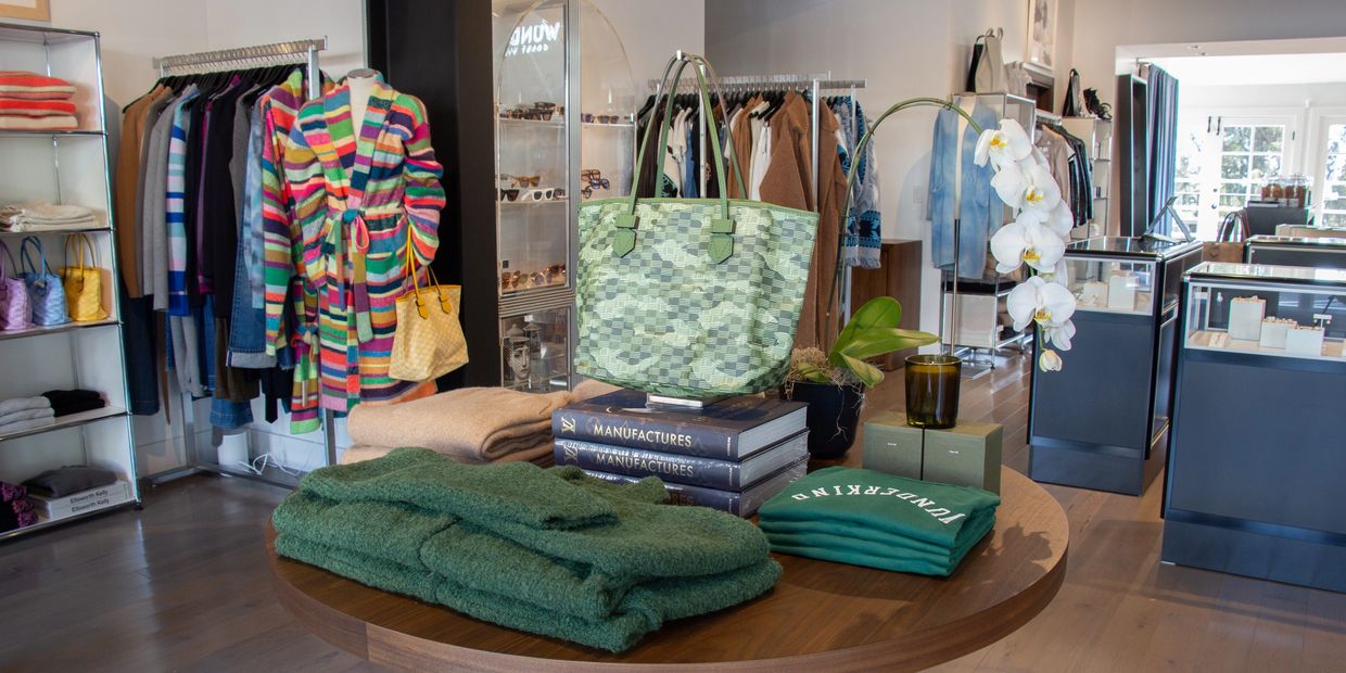 Interior of luxury boutique on Coast Village Road near Santa Barbara.