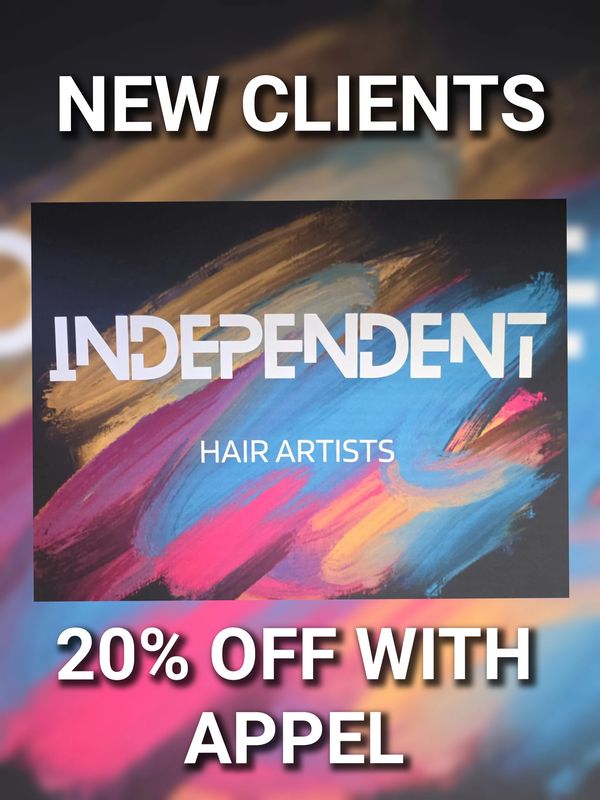 Promotion for new clients with 20% off at Independent Hair Artists.
