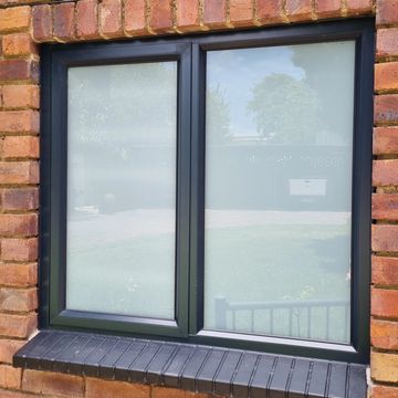 Aluminium side hung window with artic snow or white translucent glass