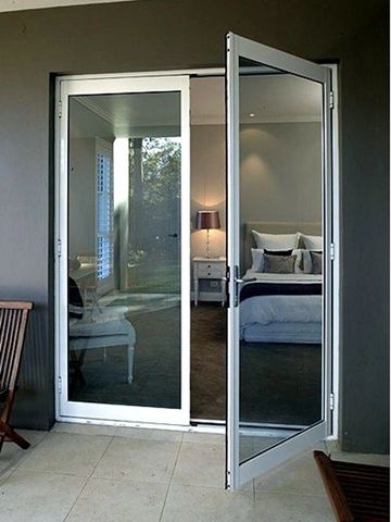 White Aluminium double door with Clear 6.38mm laminated safety glass. French door.