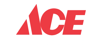ACE logo in red with a triangular design.
