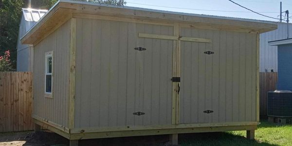 Custom wooden storage shed in Lake Charles