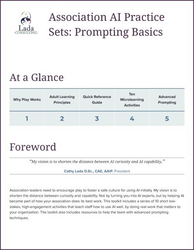 Cover of the Association AI prompting practice sets toolkit