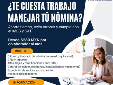 Anuncio de servicio de administración de nómina para empresas.