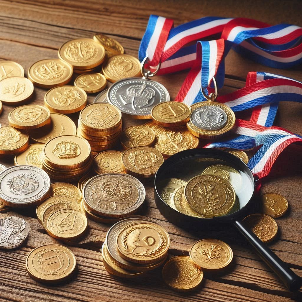 Qual é a diferença entre moedas e medalhas?