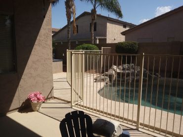 Wrought Iron pool fencing beige powder coat 