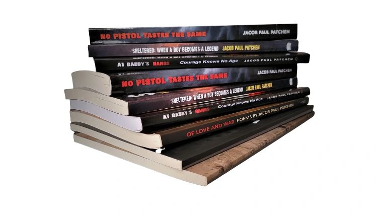 Stack of books by Jacob Paul Patchen.