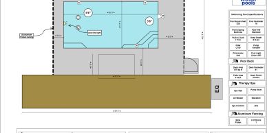 Blueprint of a swimming pool design.