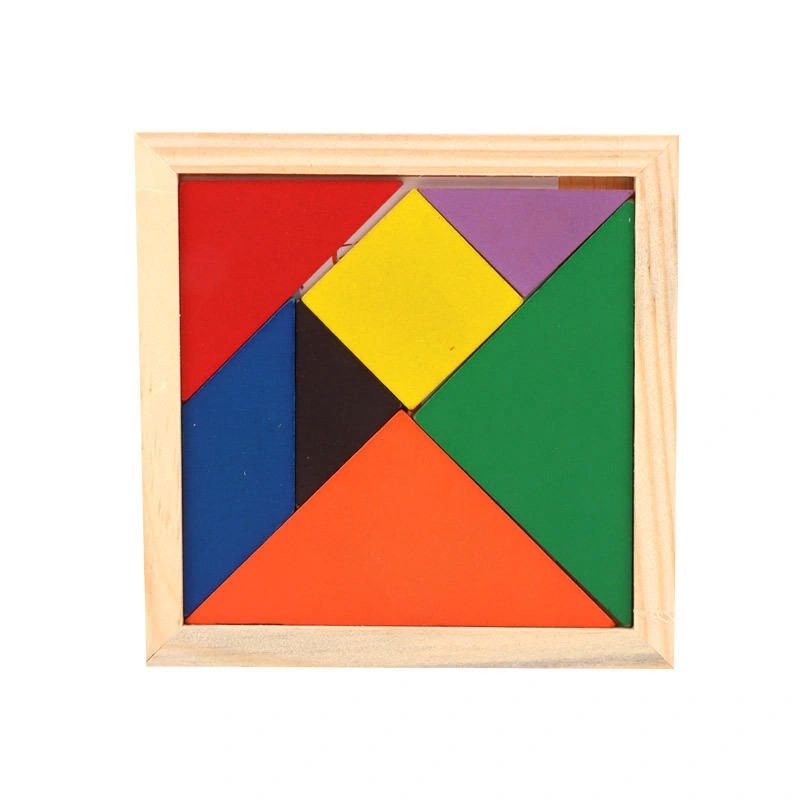 Wooden Educational Toys Jigsaw Puzzle Colorful Square IQ Game Brain ...