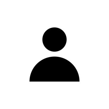 Simple black user icon on white background.