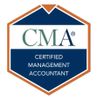 Certified Management Accountant (CMA) logo with blue and orange hexagon design.