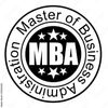 MBA emblem with stars and circular text design.