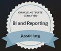 Oracle NetSuite Certified BI and Reporting Associate badge.