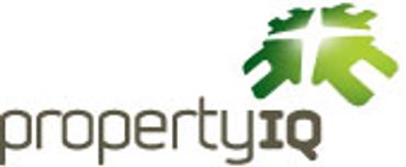 Logo of Property IQ with green abstract design and text.