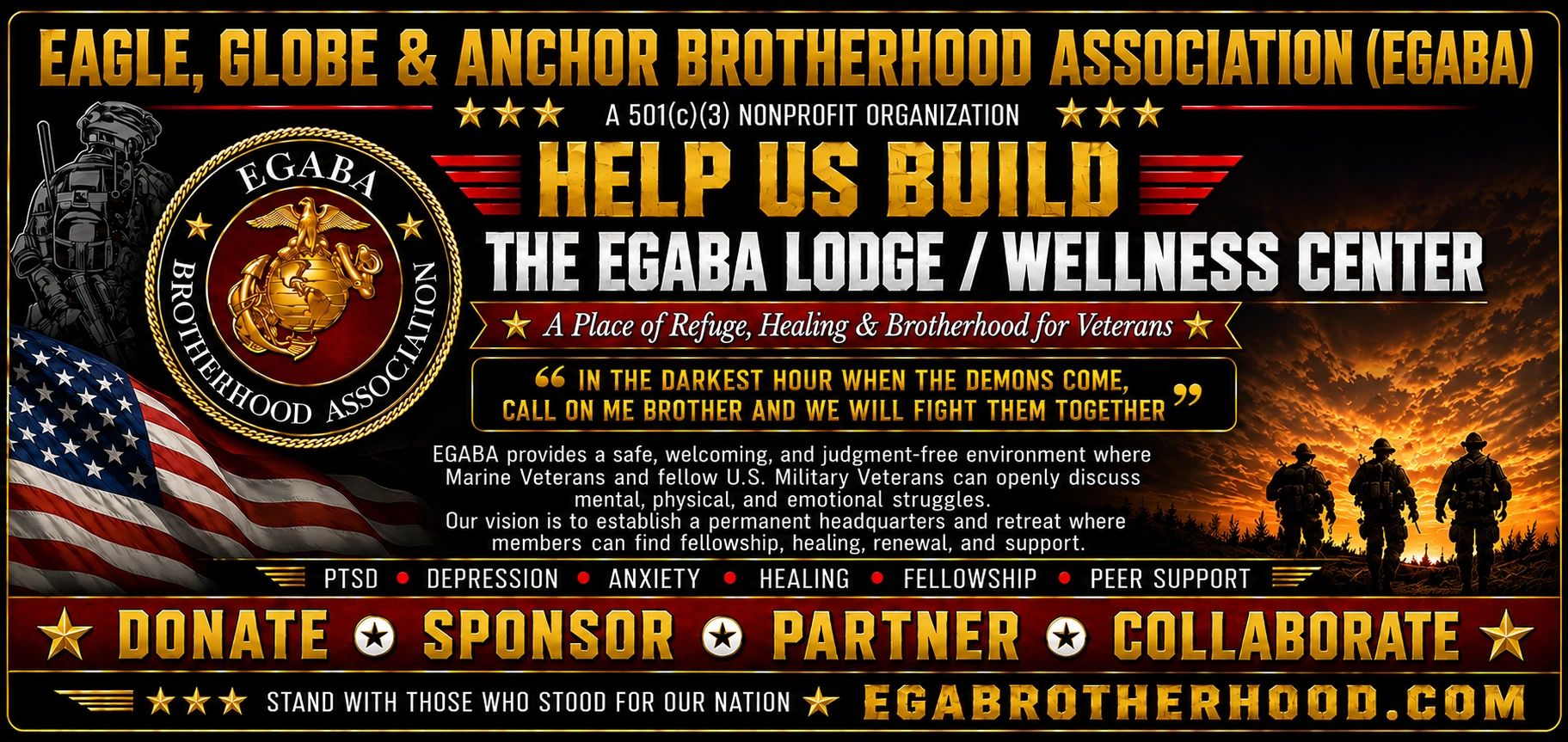 Help build EGABA Lodge/Wellness Center for veterans.