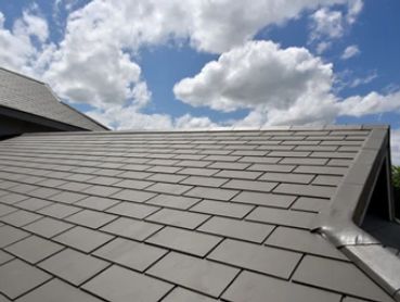Slate roof with lead flashing