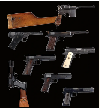 rare WWI WWII  military pistols
mauser c-96
walther browning
colt 1911 1905
hi-power
luger