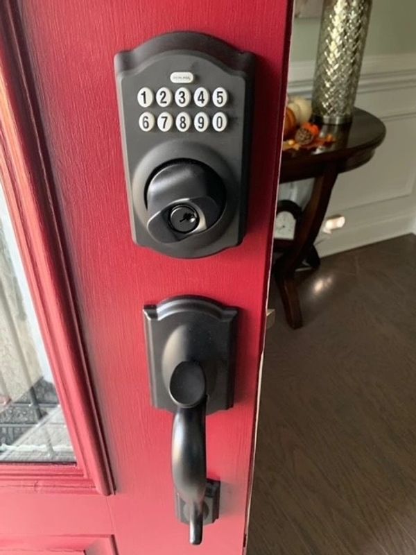 Residential smart lock keypad and hardware installed 