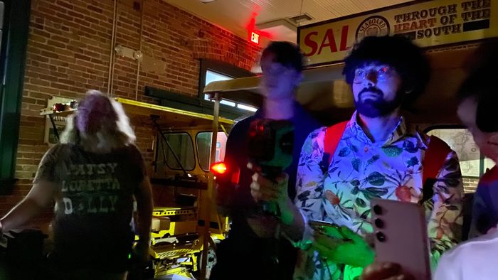 Ghost hunting in haunted building 