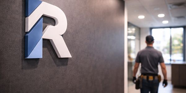 Modern office with 3D signage