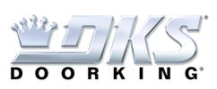 Logo of DoorKing featuring metallic letters and a crown symbol.