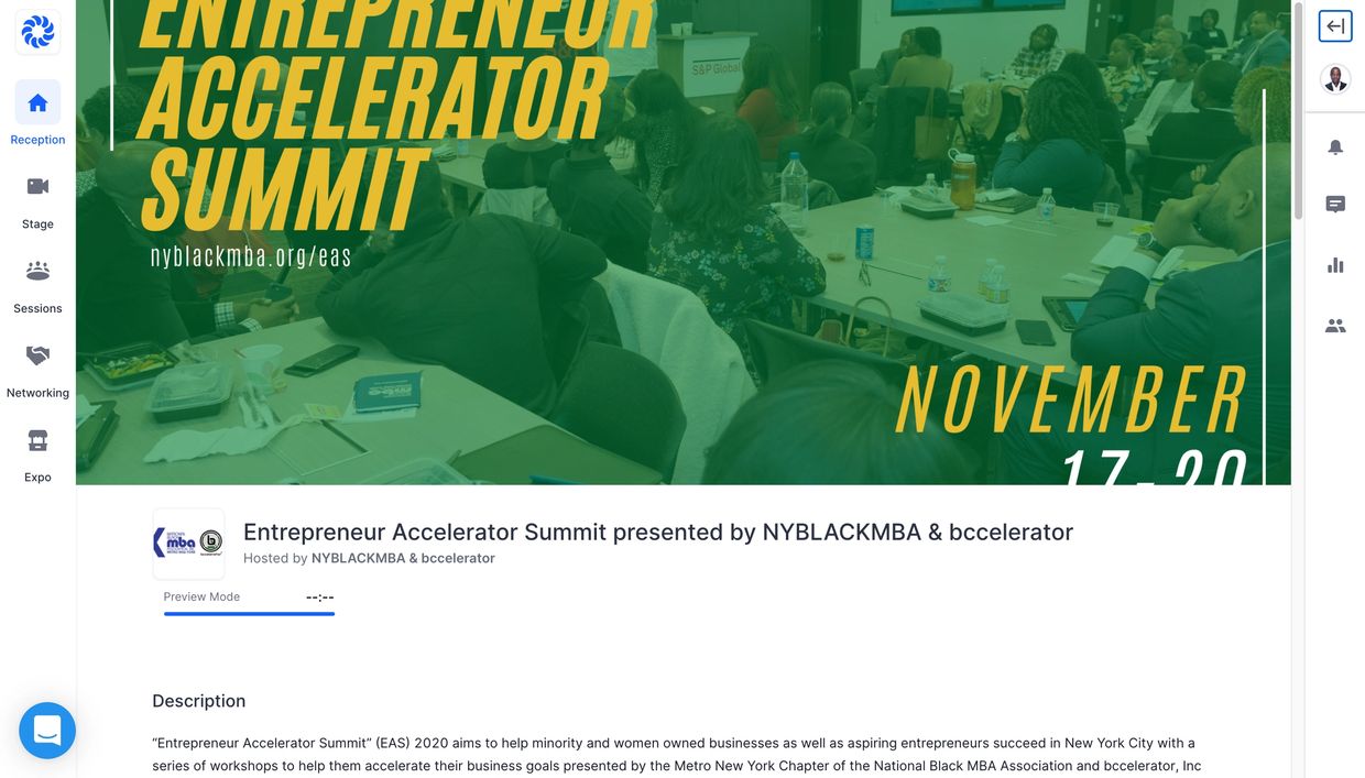 Entrepreneur Accelerator Summit event with attendees engaged in discussions around tables.